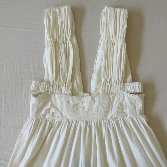 NWT Anthropologie Forever That Girl Tiered Deep V Cream Embroidered Dress Sz XS - Picture 9 of 13